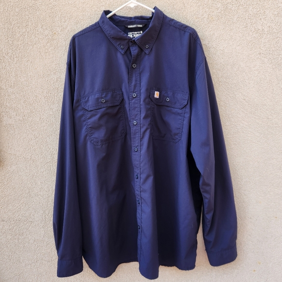 Carhartt Other - CARHARTT Force Men’s Button Down Shirt 3XL Tall Blue Nylon Workwear